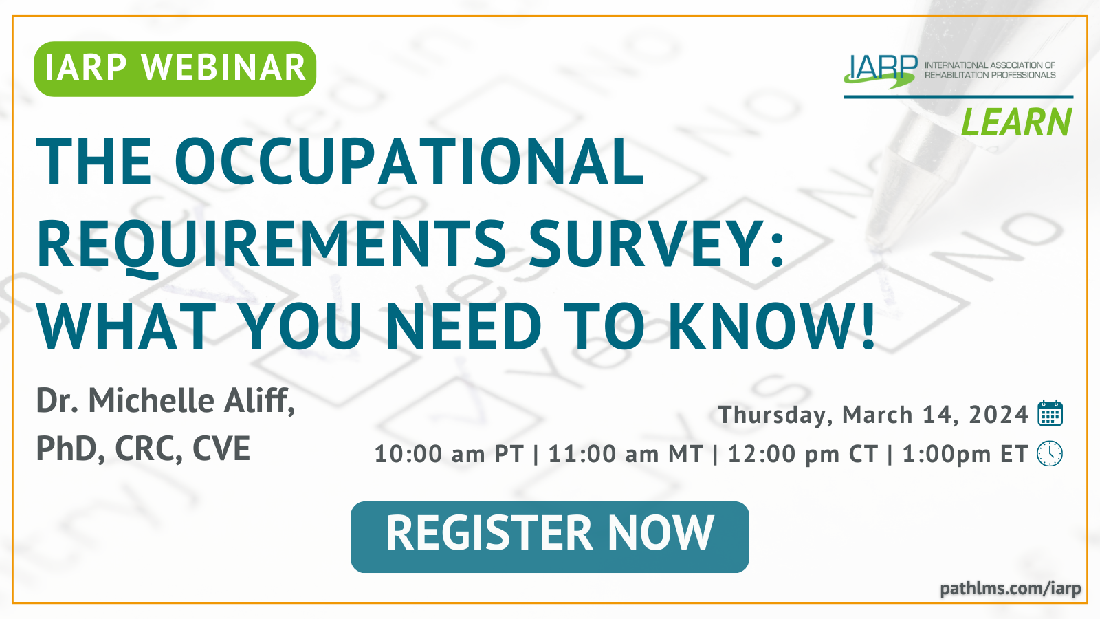 Upcoming Webinar: The Occupational Requirements Survey: What you need to know!